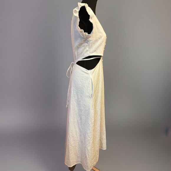 Altar’d State Dress Large White Cut Out Cotton Midi Cottagecore Beachy Boho - Picture 2 of 10